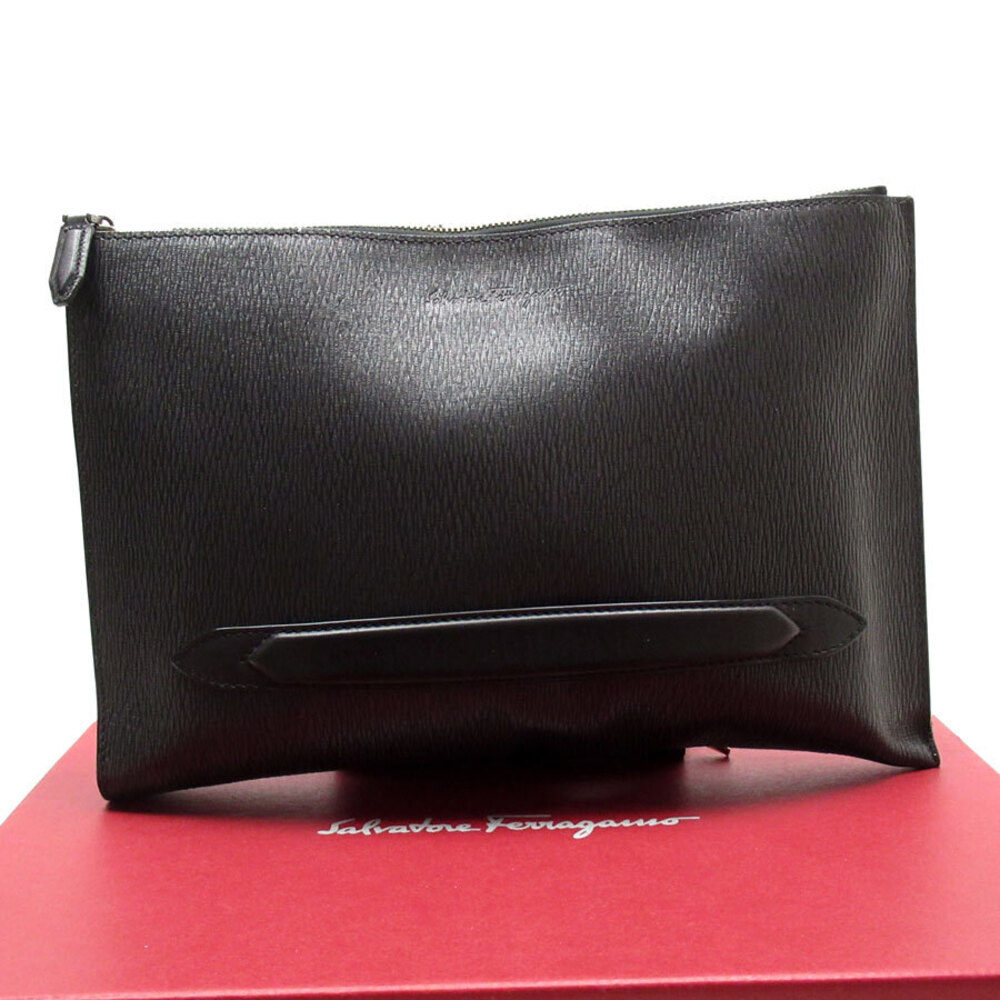 Salvatore Ferragamo Clutch Bag Black Leather